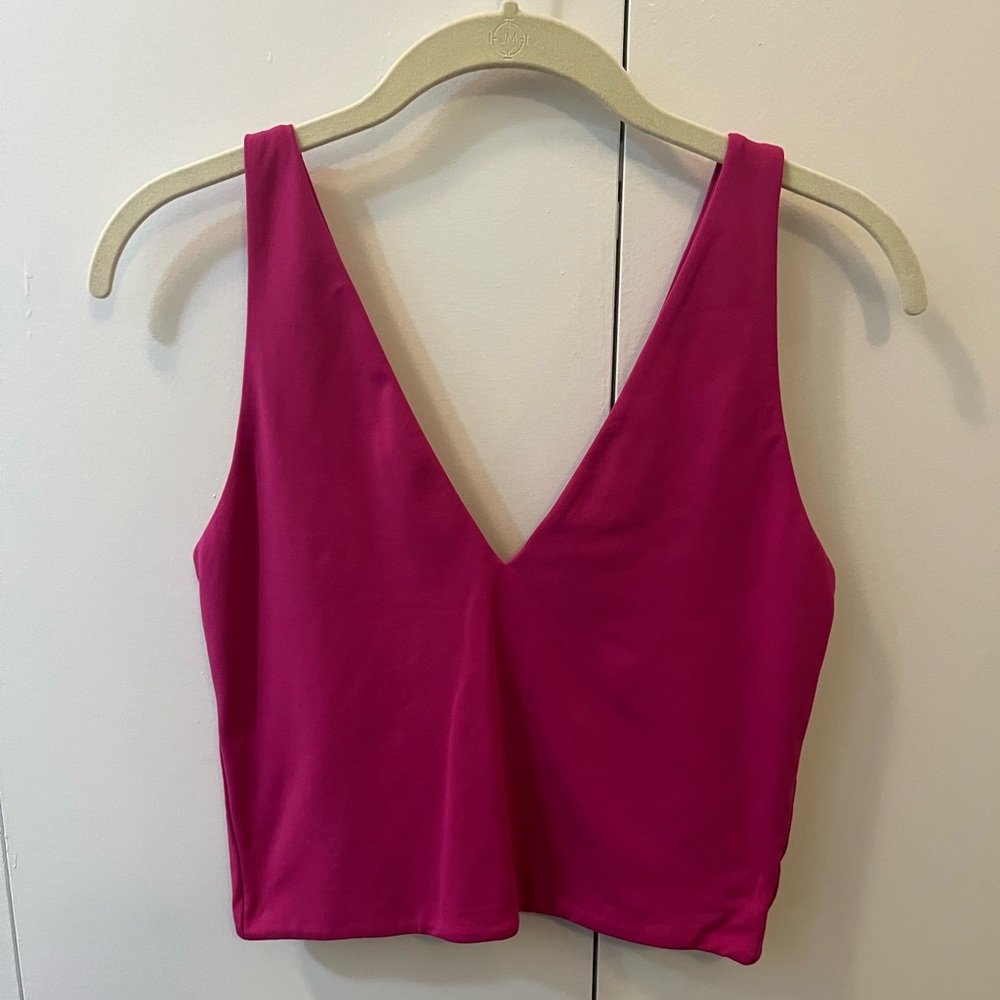 Aritzia Fuchsia V-Neck Tank Top